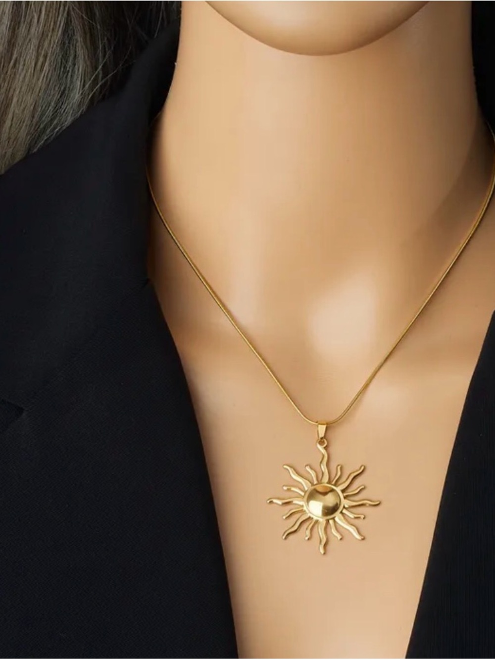 Radiant Gold Sunburst Pendant Necklace - Women Jewelry